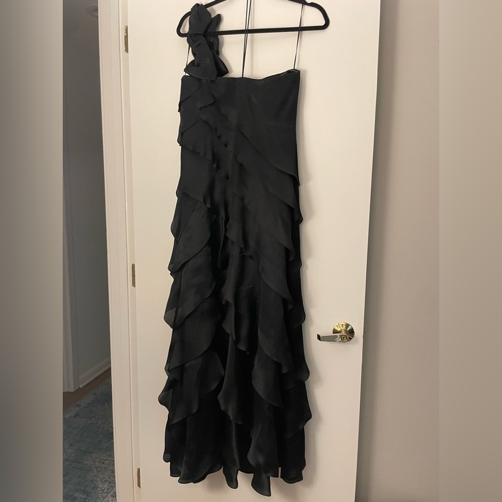Teri Jon Black Ruffled Maxi Dress